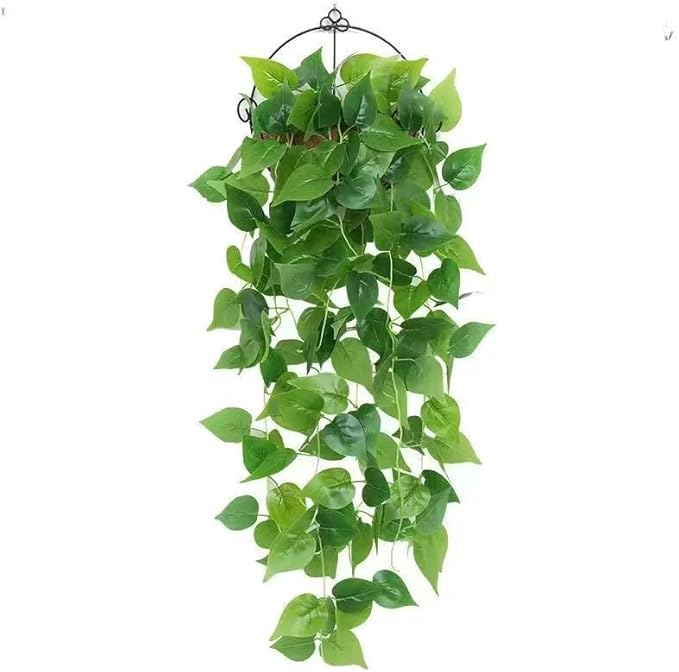 Fake Hanging Plants Vines 2pcs for Room Decor, Artificial Ivy Greenery Garlands for Home Bedroom Living Aesthetic Kitchen Office Wall Patio Bookshelf (No Basket)
