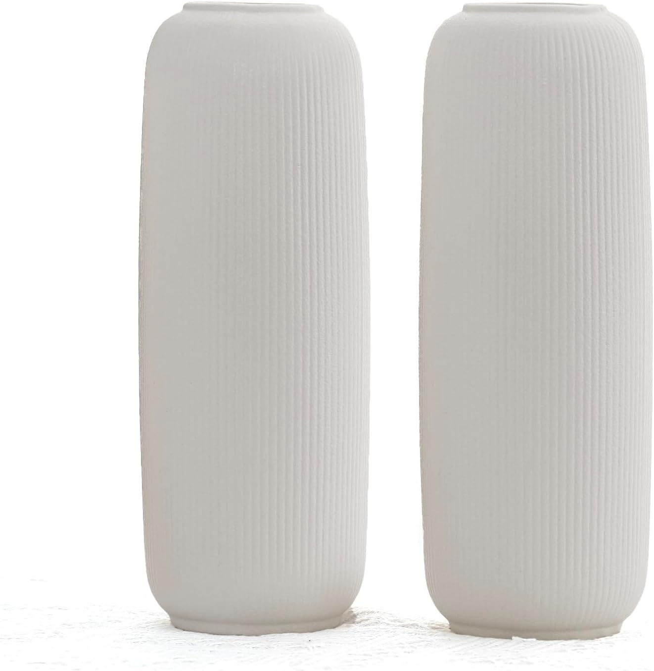 White Ceramic Vase Set of 2,Heart Shaped vase, Matte Frosted Texture Finish,Farmhouse Decor, Home Decor, Vases for Your Bedroom, Office, Living Room, Bathroom (White)