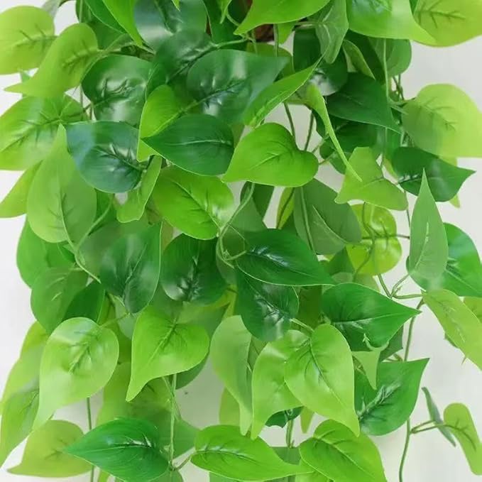 Fake Hanging Plants Vines 2pcs for Room Decor, Artificial Ivy Greenery Garlands for Home Bedroom Living Aesthetic Kitchen Office Wall Patio Bookshelf (No Basket)