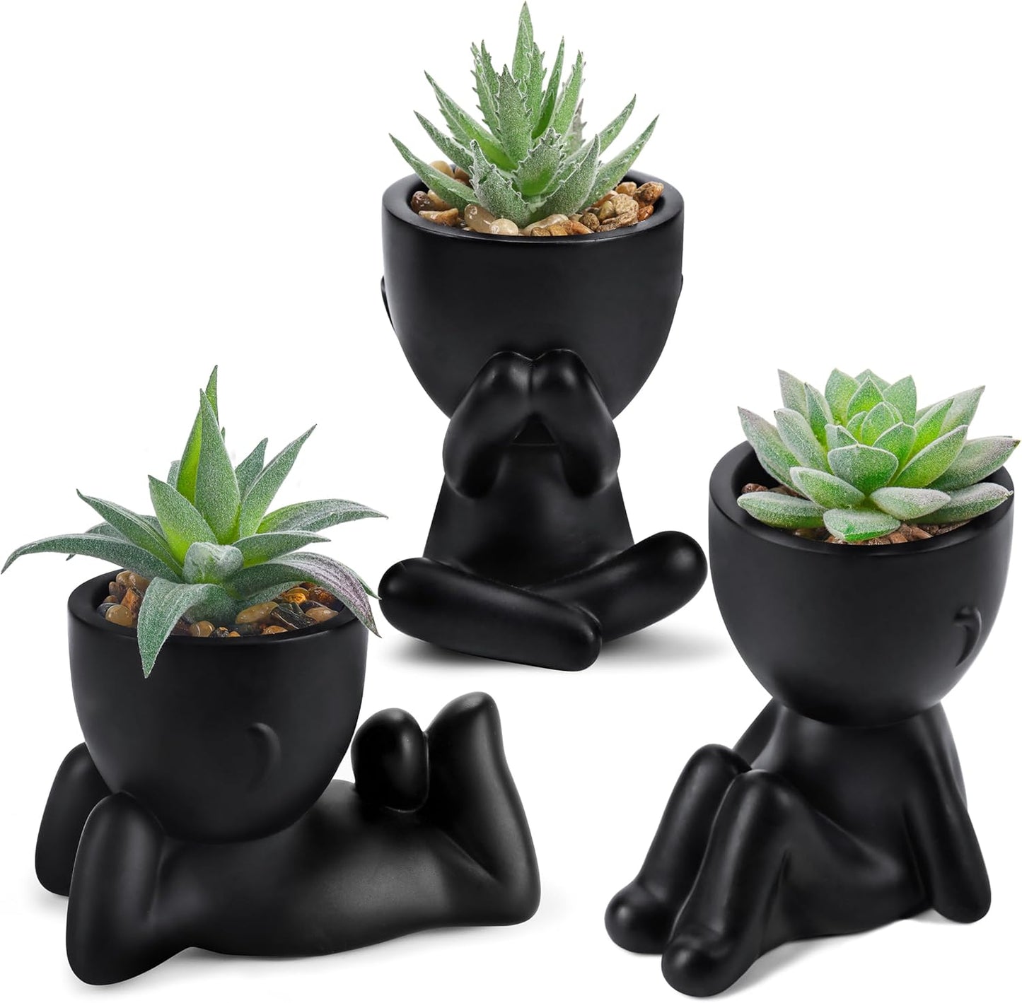 Der Rose Bundle of 3pcs Fake Succulents Plants Artificial and 2 Pack Fake Tropical Plants for Home Office Desk Decor