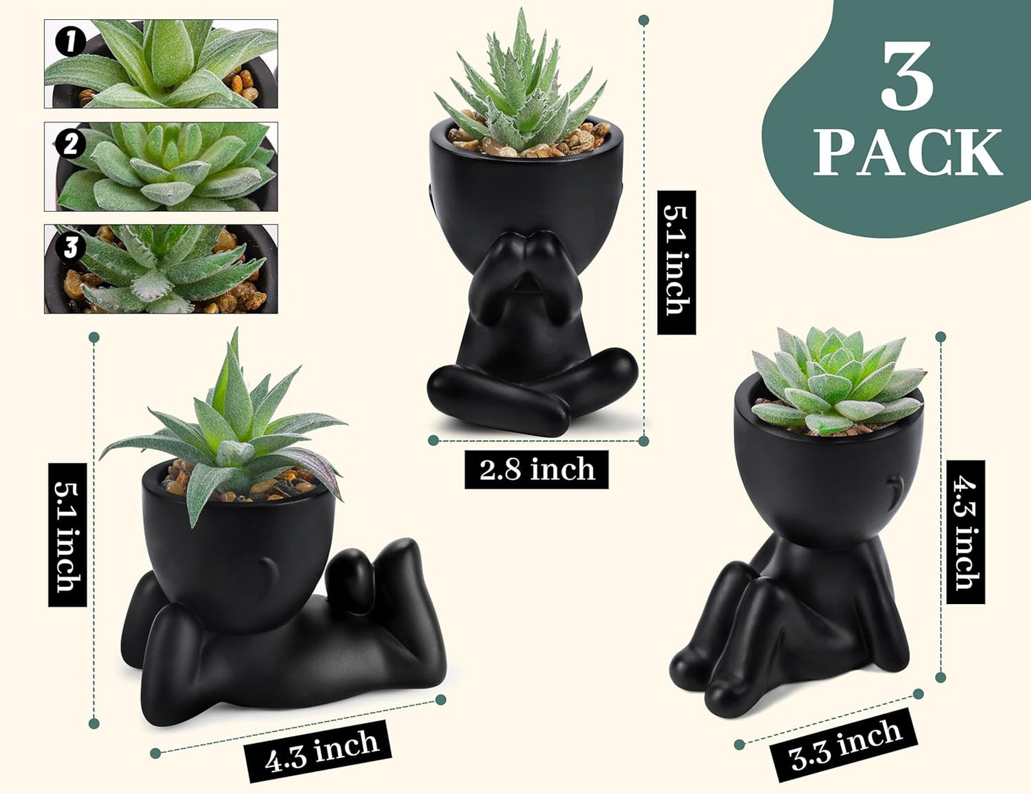 Der Rose Bundle of 3pcs Fake Succulents Plants Artificial and 2 Pack Fake Tropical Plants for Home Office Desk Decor