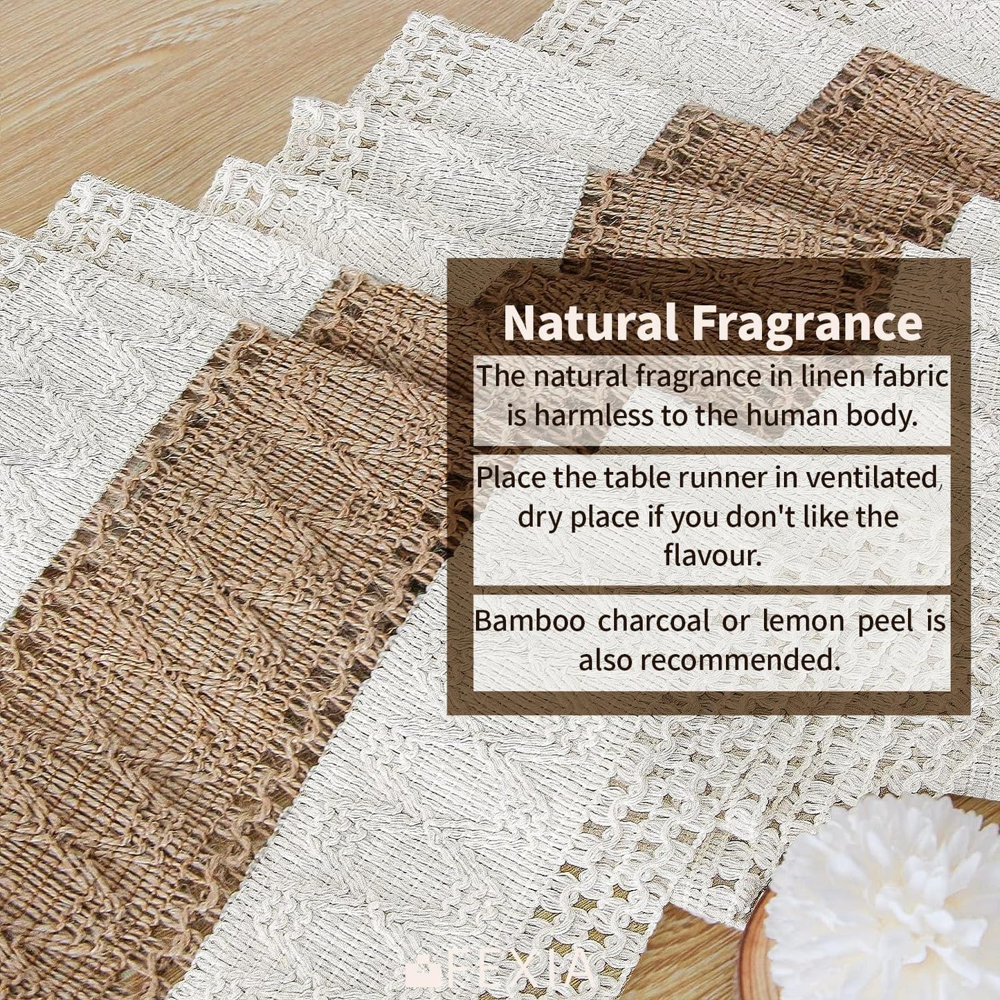 FEXIA Boho Table Runner for Fall Home Decor with Tassels 72 Inches Long Farmhouse Rustic Table Runner Macrame Burlap Table Decoration for Living Room Bridal Shower(12x72 Inches)