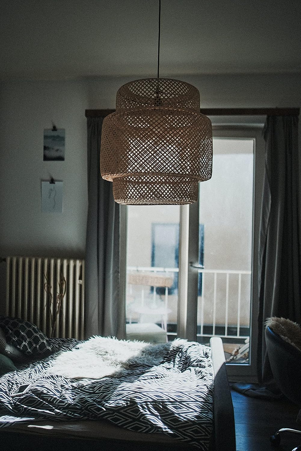 Frontsea Rattan Pendant Lighting for Kitchen | Bamboo Lampshade Handmade Weave Lighting | Wooden Boho Decor | Modern Hanging Ceiling Light Fixture (16inch)