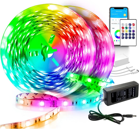 VOLIVO Led Strip Lights 130ft 24V,Bluetooth RGB App Controlled Led Light Strip Music Sync, Color Changing Lighting for Bedroom, Home Decor